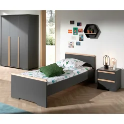 Wohnen Jugendzimmer Komplett*Jugendzimmer Einrichtung in Anthrazit - Navlius (dreiteilig)