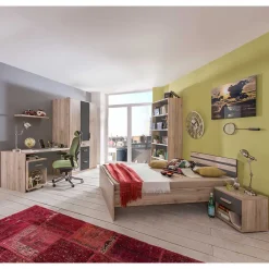 Wohnen Graue Möbel|Jugendzimmer Komplett*Jugendzimmer in Eiche San Remo Optik - Jilamenda (siebenteilig)