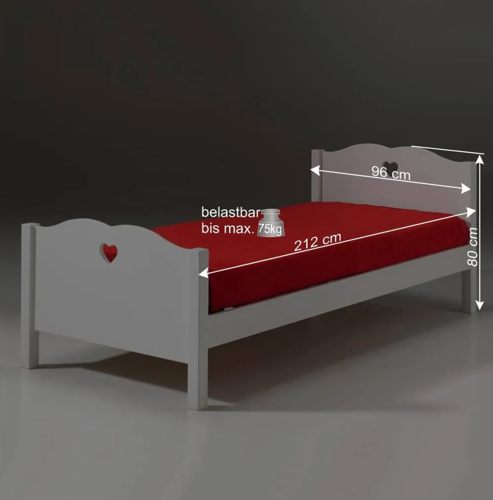 Kinder Wohnen Jugendzimmer Kinderzimmer Bett Grandory in Weiß