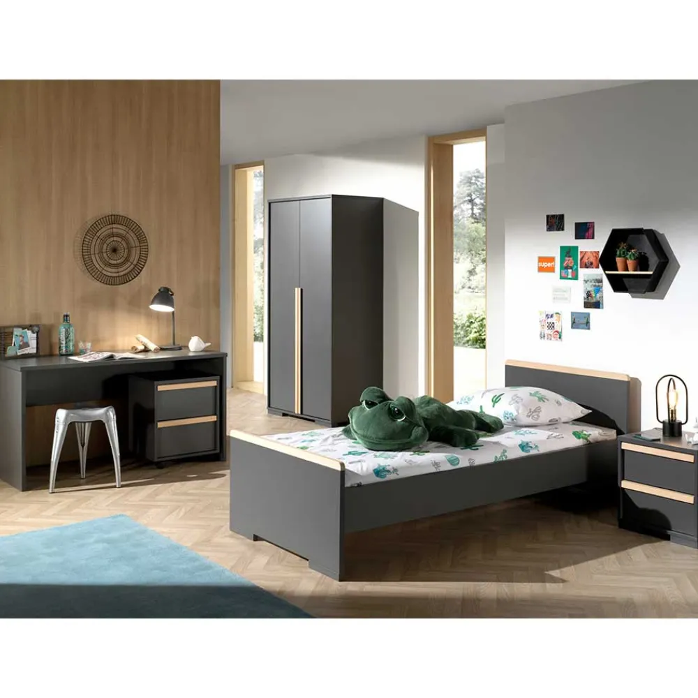 Wohnen Graue Möbel|Jugendzimmer Komplett*Jugendzimmer Komplett in Anthrazit - Navlius I (fünfteilig)