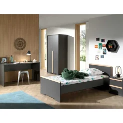 Wohnen Jugendzimmer Möbel in Anthrazit - Navlius (vierteilig)