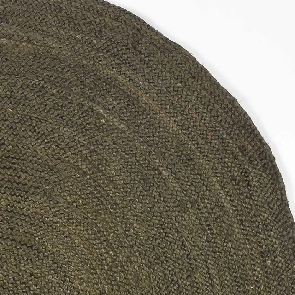 Wohnen Jute Teppich in Oliv Grün - Pandoro