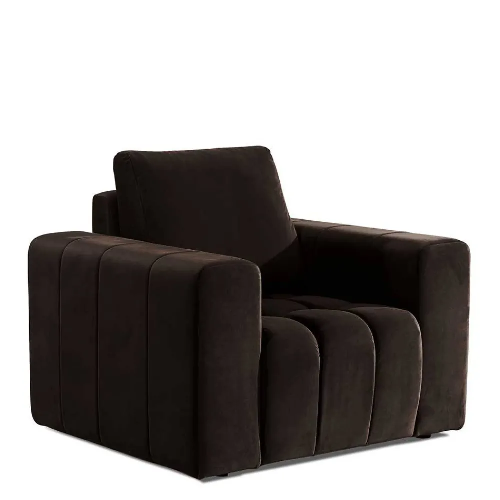 Wohnen Kantiger Polstersessel in Dunkelbraun - Ladwica