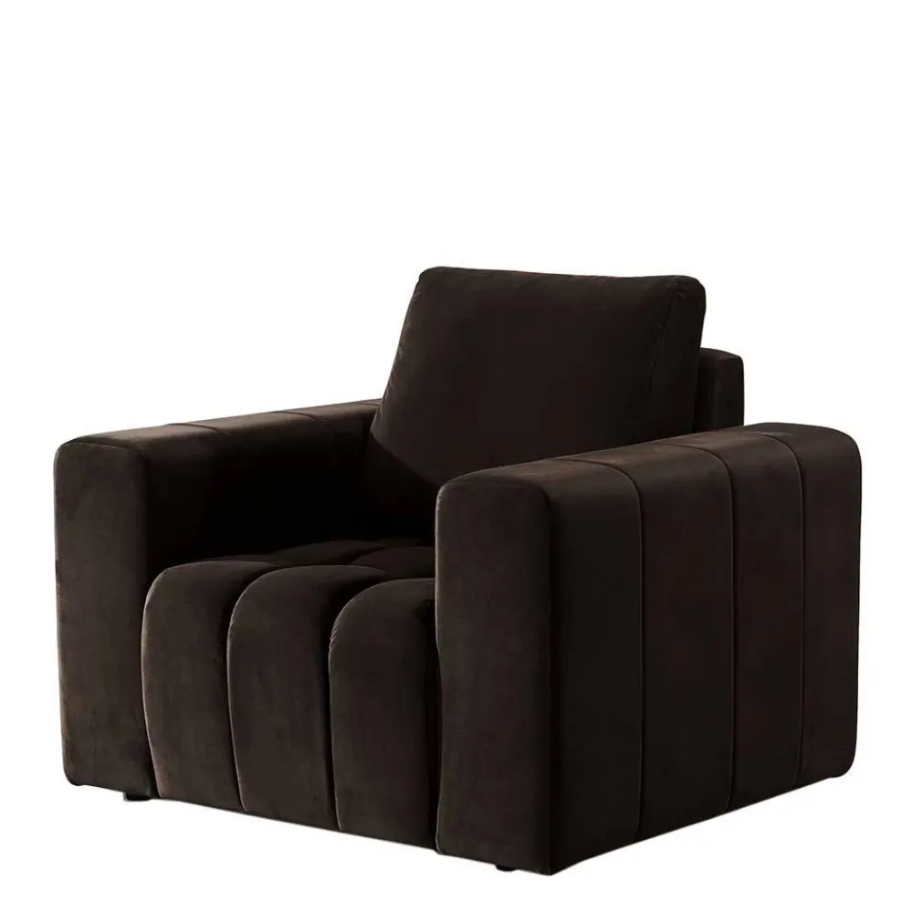 Wohnen Kantiger Polstersessel in Dunkelbraun - Ladwica