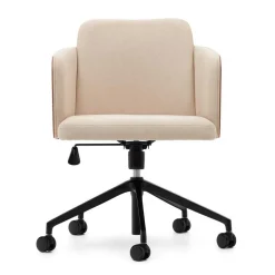 Wohnen Kantiger Schreibtischsessel in Beige Chenille - Vinzenzo