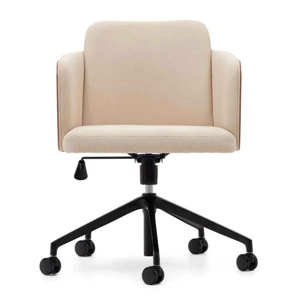 Wohnen Kantiger Schreibtischsessel in Beige Chenille - Vinzenzo