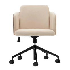 Wohnen Kantiger Schreibtischsessel in Beige Chenille - Vinzenzo