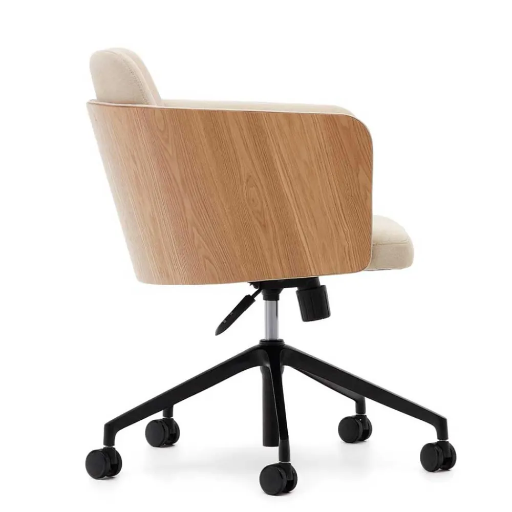 Wohnen Kantiger Schreibtischsessel in Beige Chenille - Vinzenzo