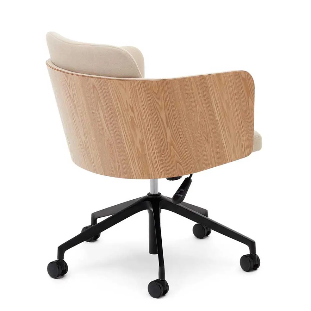 Wohnen Kantiger Schreibtischsessel in Beige Chenille - Vinzenzo