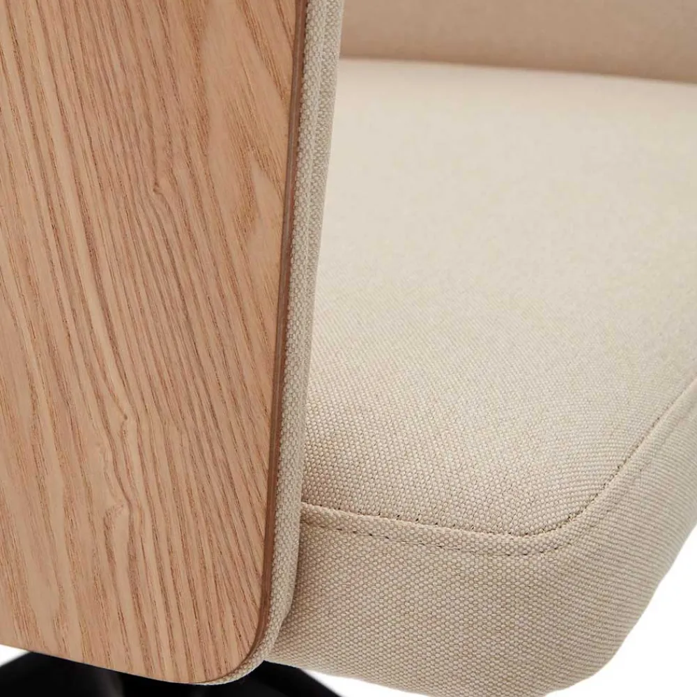 Wohnen Kantiger Schreibtischsessel in Beige Chenille - Vinzenzo