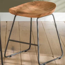 Wohnen Sessel & Hocker|Barhocker*Küchenhocker mit Holzsitz & Bügelgestell - Ise (2er Set)