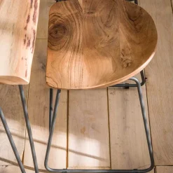 Wohnen Sessel & Hocker|Barhocker*Küchenhocker mit Holzsitz & Bügelgestell - Ise (2er Set)