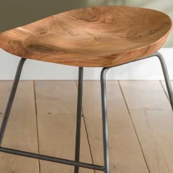 Wohnen Sessel & Hocker|Barhocker*Küchenhocker mit Holzsitz & Bügelgestell - Ise (2er Set)