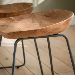 Wohnen Sessel & Hocker|Barhocker*Küchenhocker mit Holzsitz & Bügelgestell - Ise (2er Set)