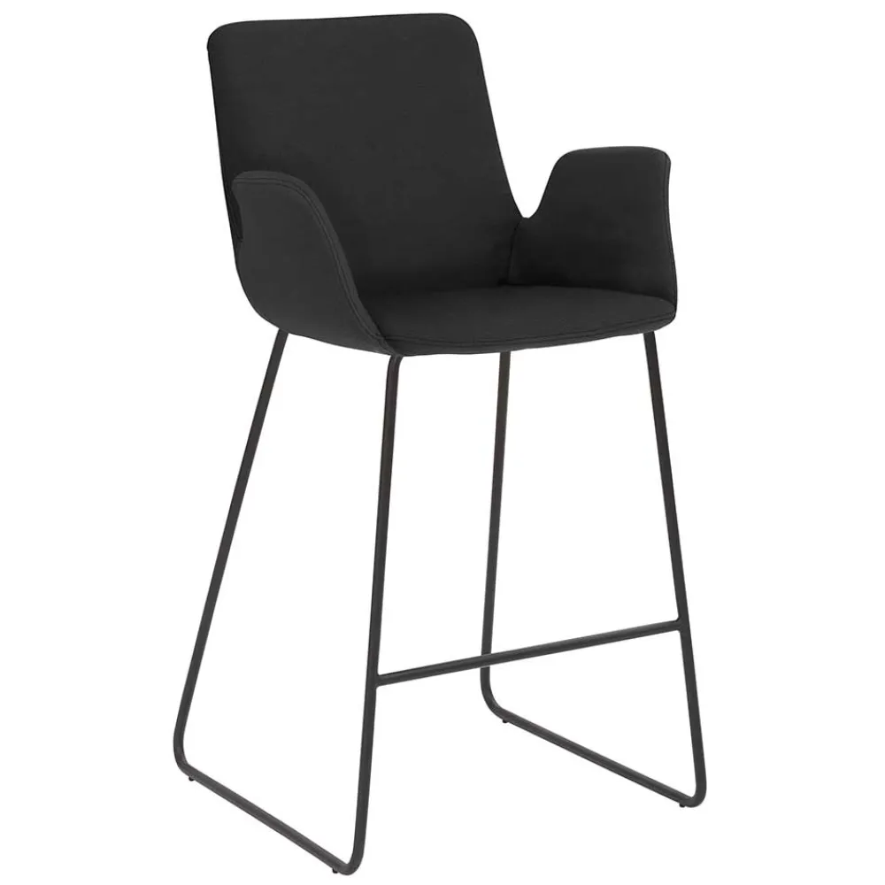 Wohnen Schwarze Möbel|Graue Möbel*Küchenhocker mit Lehne & Armlehnen - Solino