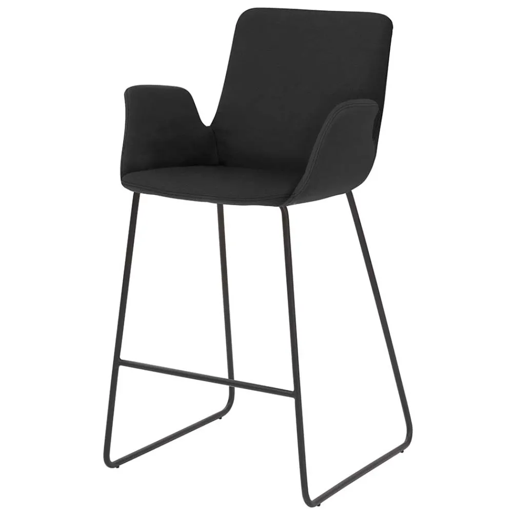 Wohnen Schwarze Möbel|Graue Möbel*Küchenhocker mit Lehne & Armlehnen - Solino