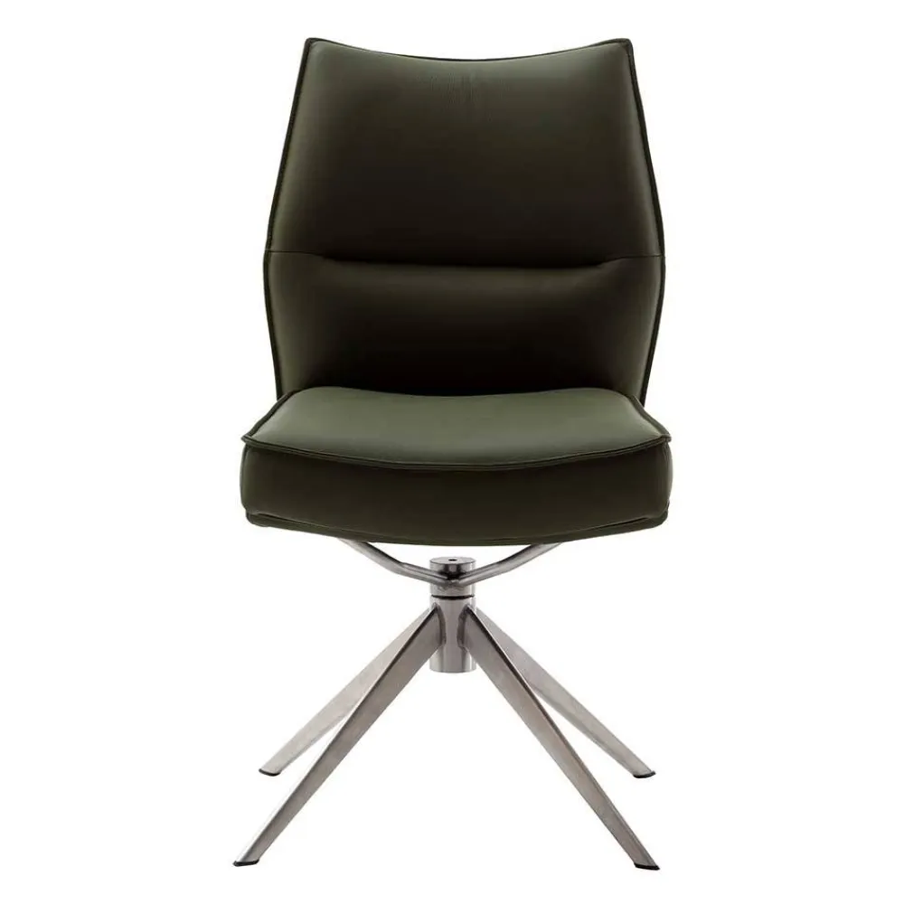 Wohnen Küchenstuhl aus Leder und Edelstahl - Simael (2er Set)