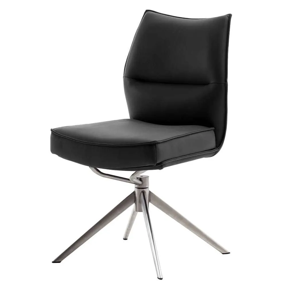 Wohnen Küchenstuhl aus Leder und Edelstahl - Simael (2er Set)