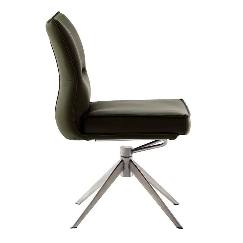 Wohnen Küchenstuhl aus Leder und Edelstahl - Simael (2er Set)