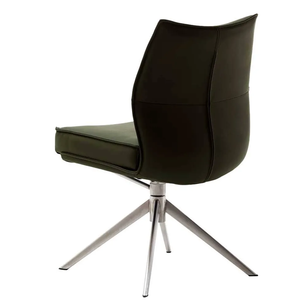 Wohnen Küchenstuhl aus Leder und Edelstahl - Simael (2er Set)