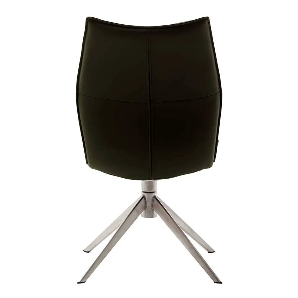 Wohnen Küchenstuhl aus Leder und Edelstahl - Simael (2er Set)