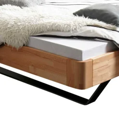 Wohnen Jugendbetten*Kernbuche Bett mit grauen Metall Kufen - Desirea