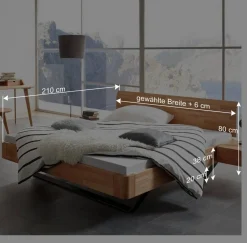 Wohnen Jugendbetten*Kernbuche Bett mit grauen Metall Kufen - Desirea