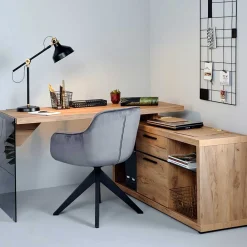 Wohnen Kernbuche Design Schreibtisch mit Regal Anbau - Manaus