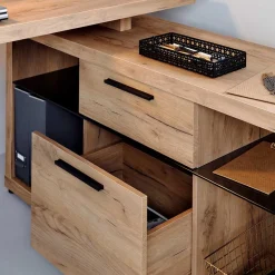 Wohnen Kernbuche Design Schreibtisch mit Regal Anbau - Manaus