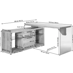Wohnen Kernbuche Design Schreibtisch mit Regal Anbau - Manaus