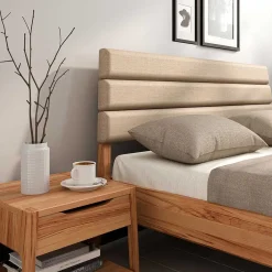 Wohnen Jugendbetten*Kernbuche Doppelbett mit Polsterkopfteil - Norklin