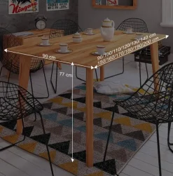 Wohnen Kernbuche Holztisch mit 90 cm Breite - Junola