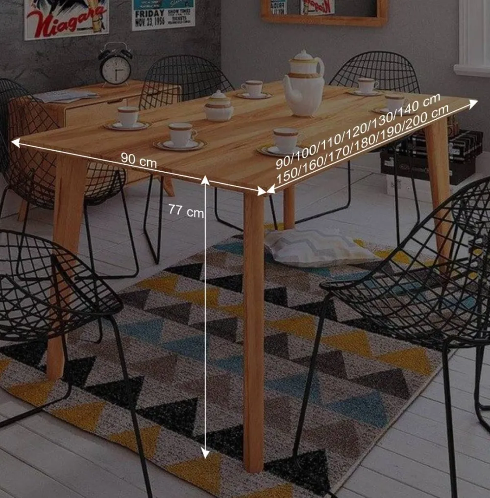 Wohnen Kernbuche Holztisch mit 90 cm Breite - Junola