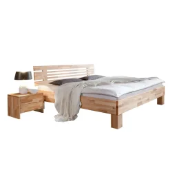 Wohnen Naturholzmöbel|Betten*Kernbuche Massivholzbett Bevallia mit Nachttisch (zweiteilig)