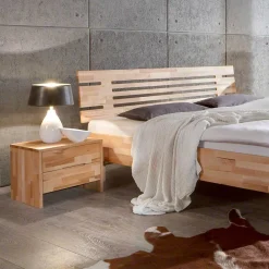 Wohnen Naturholzmöbel|Betten*Kernbuche Massivholzbett Bevallia mit Nachttisch (zweiteilig)
