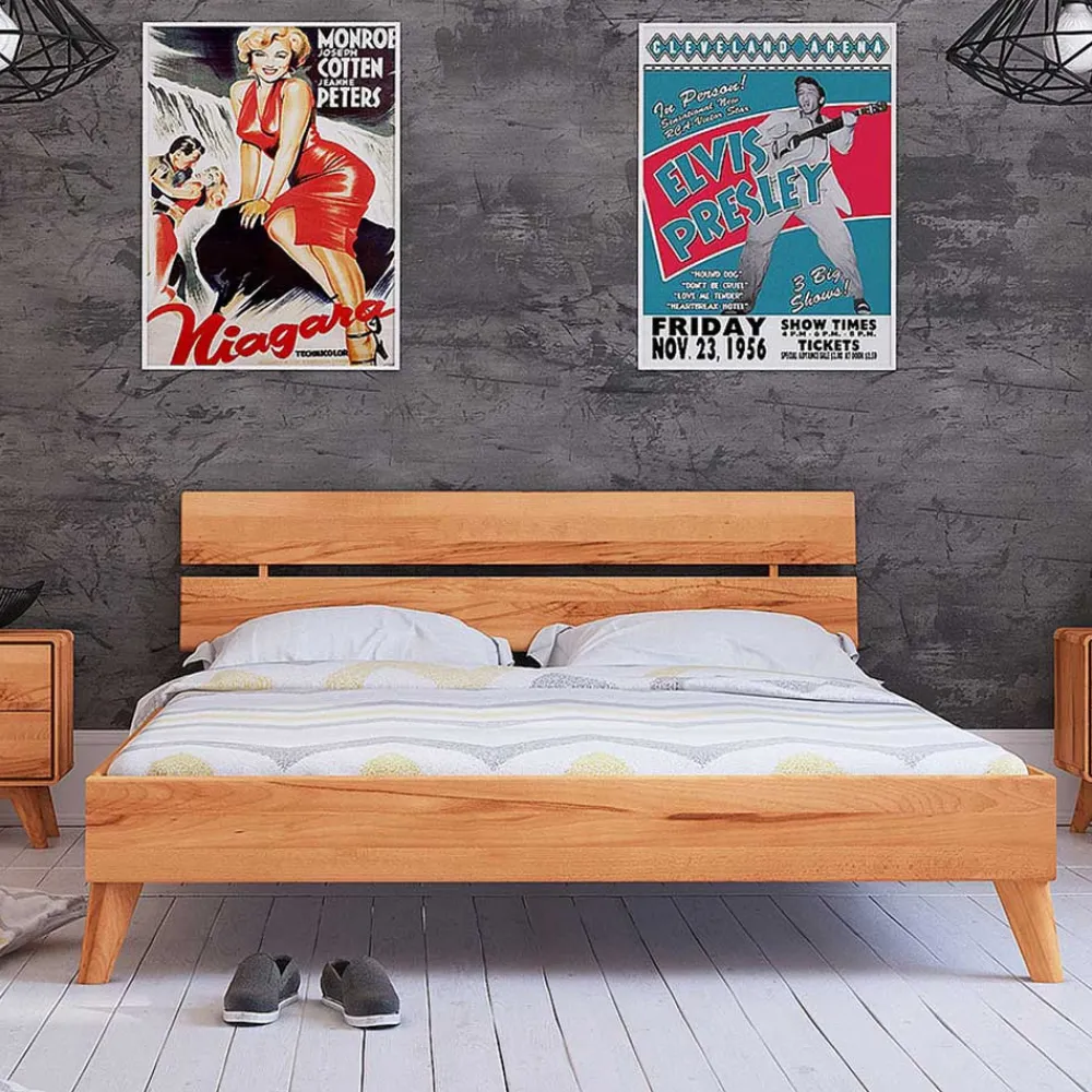 Wohnen Kernbuche Massivholzbett mit Unterlänge 190 - Junola I