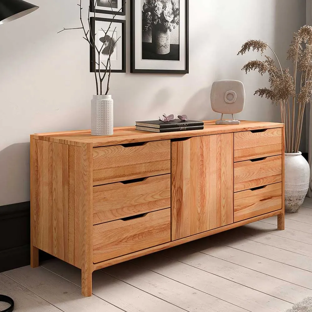 Wohnen Kernbuche Sideboard mit sechs Schubladen - Lana