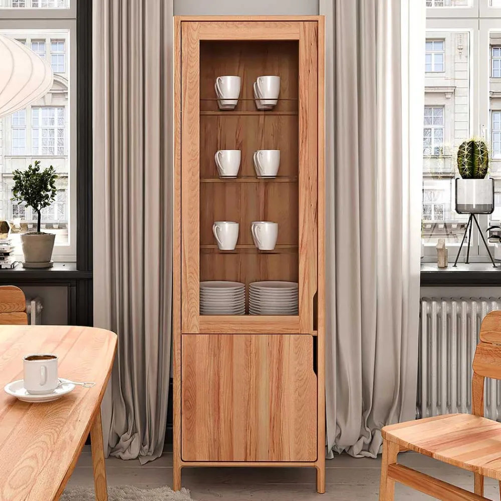 Wohnen Kernbuche Vitrine in modern-elegantem Look - Lana
