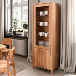 Wohnen Kernbuche Vitrine in modern-elegantem Look - Lana
