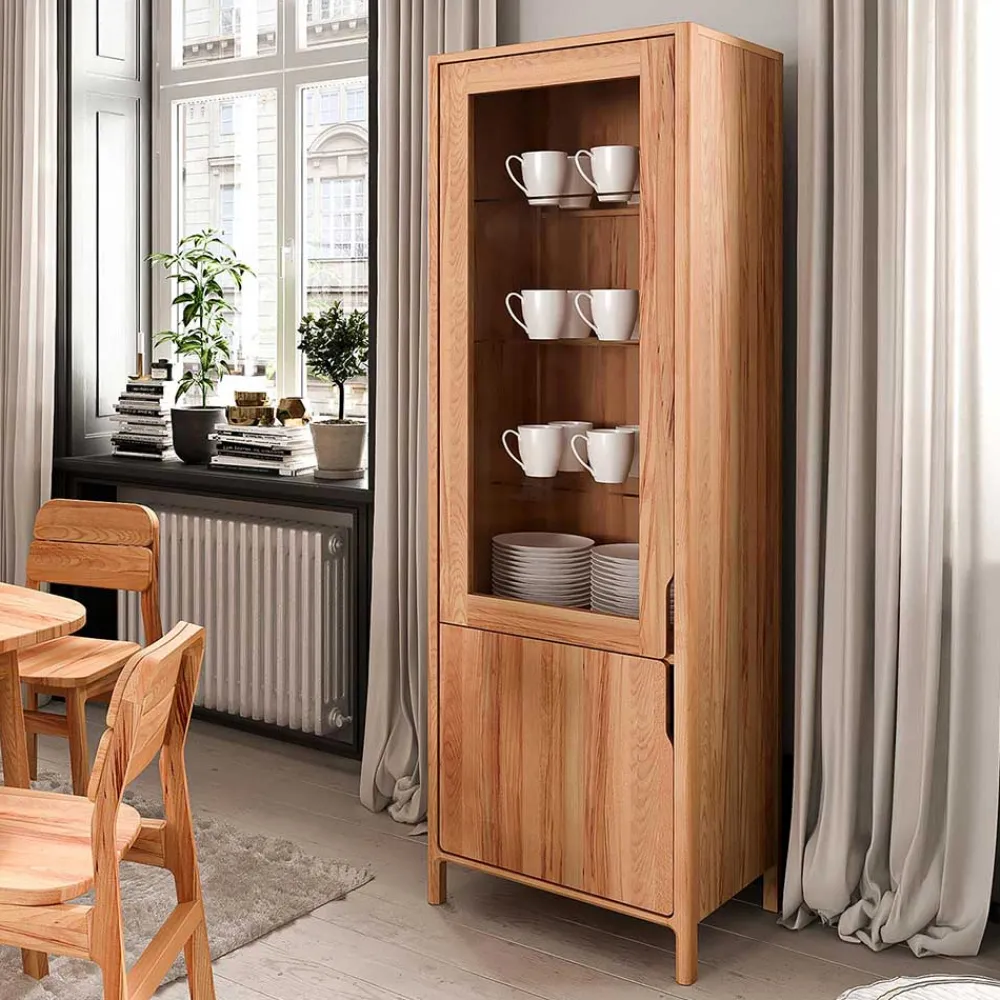Wohnen Kernbuche Vitrine in modern-elegantem Look - Lana