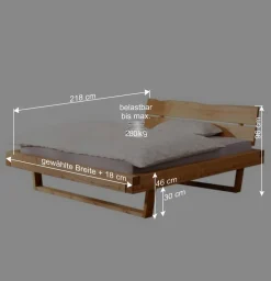 Wohnen Kiefer Bett mit Baumkanten Kopfteil - Kalastania