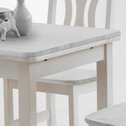 Wohnen Kiefer Esstisch Vironegras in Weiß