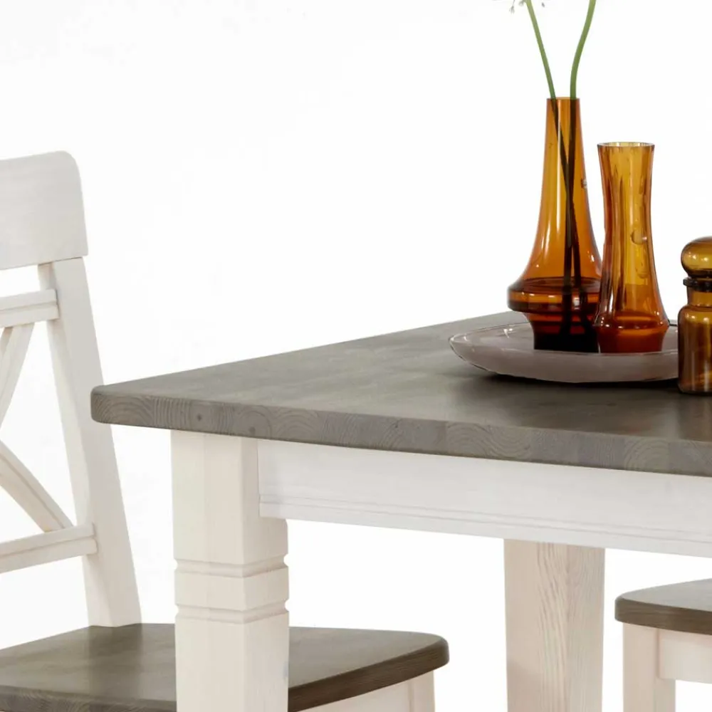 Wohnen Graue Möbel|Weiße Möbel*Kiefer Esstisch Yoan in Weiß Grau