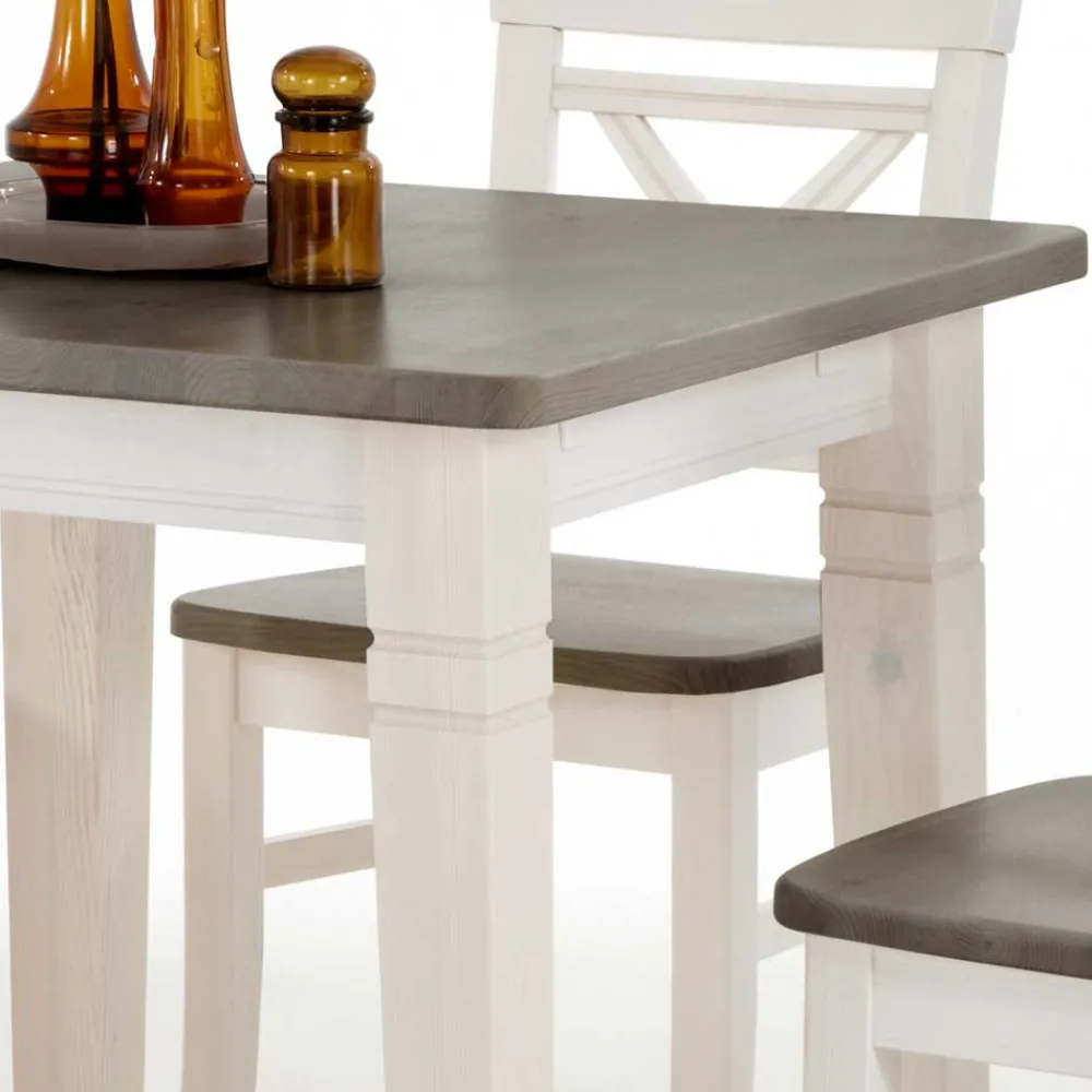 Wohnen Graue Möbel|Weiße Möbel*Kiefer Esstisch Yoan in Weiß Grau