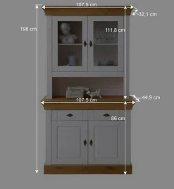 Wohnen Kiefer Küchenbuffet Sibiuta in Weiß