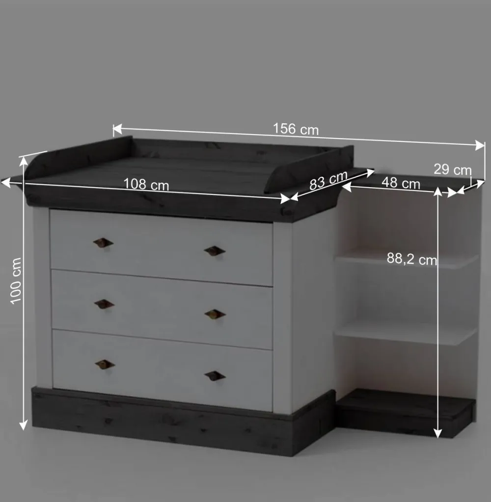 Wohnen Kinderkommoden|Wickelkommoden*Kiefer Kinder Kommode auch mit Wickelaufsatz - Mirandesca