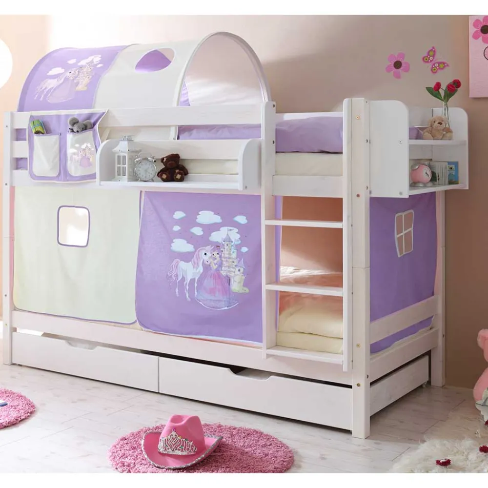 Wohnen Kinderbetten*Kiefer Kinderzimmer Stockbett in Weiß - Viragron