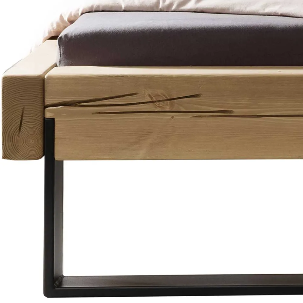 Wohnen Loft Möbel|Industrial Möbel*Kiefernholz Balkenbett mit LED Licht - Antina