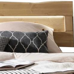 Wohnen Loft Möbel|Industrial Möbel*Kiefernholz Balkenbett mit LED Licht - Antina