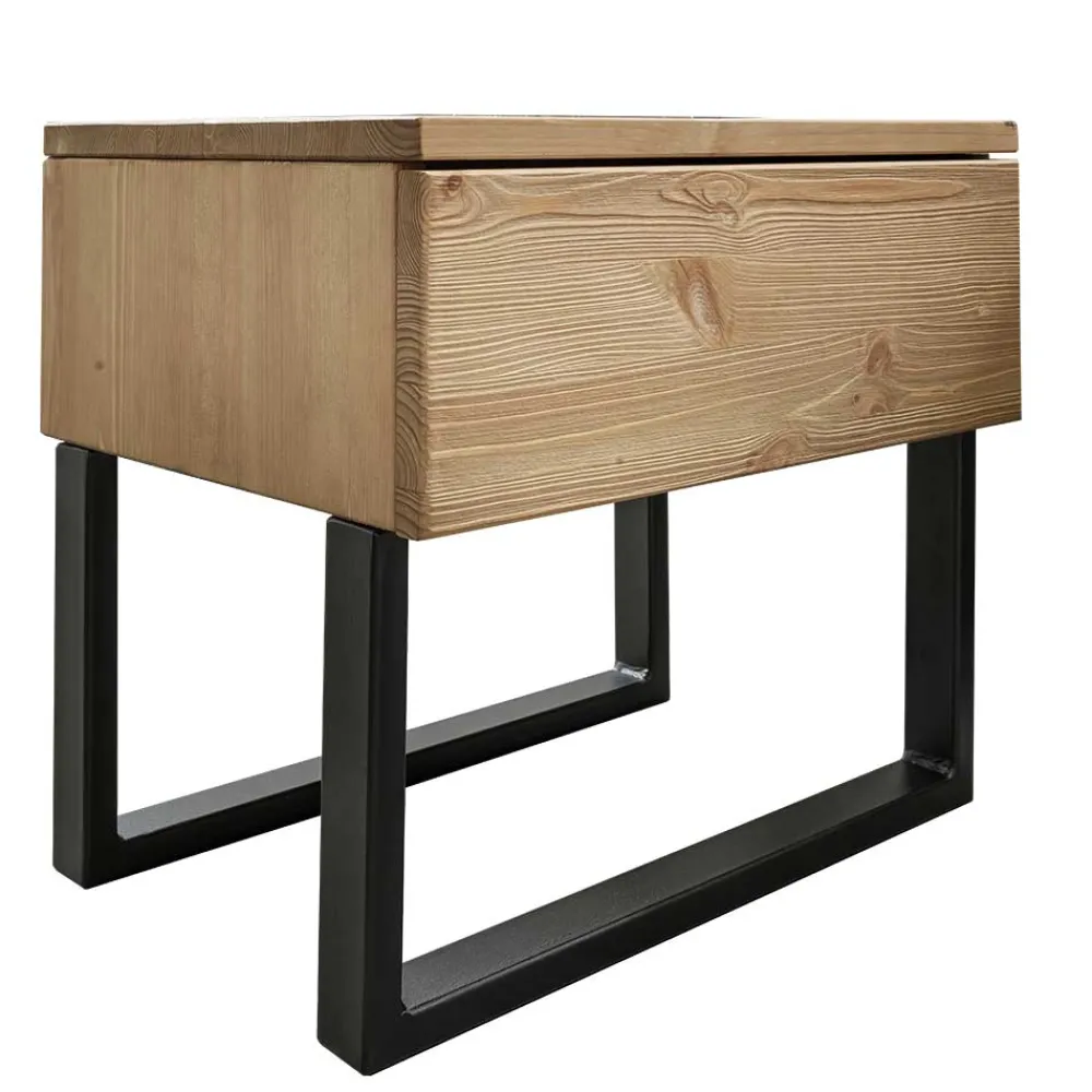 Wohnen Loft Möbel|Industrial Möbel*Kiefernholz Balkenbett mit LED Licht - Antina